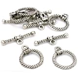 Rope Twist Toggle Clasp Antique Silver Plated Approx 6