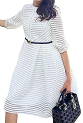Cotton Bubble Dress Summer Striped Print Tunic 