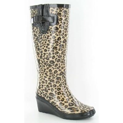 Funky Festival Leopard Print Wedge Wellies 3-8