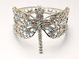 Funky Fresh Clear Crystal Prism Crystal Rhinestone Cuff On Dragonfly Bracelet