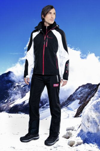 NEBULUS Softshell ski jacket ROCKSHELL, men's, black-white, 10,000mm water column (Q300), X-Large