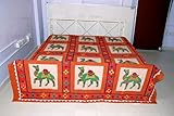 Attractive Design Camel Patches bed sheet Bedspread with Hand Embroidery Wo ....