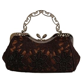 Buy Lace, Satin and Beaded with Metal Rhinestone Frame - Evening Bag Denise by Carlo Fellini