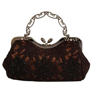 Buy Lace, Satin and Beaded with Metal Rhinestone Frame - Evening Bag Denise by Carlo Fellini