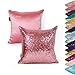 AMAZLINEN(TM Decorative Glitzy Sequin & Comfy Satin Solid Throw Pillow Cover 18 Inch Square Pillow Case, Hidden Zipper Design, 1 Cover Pack Only(Pink)