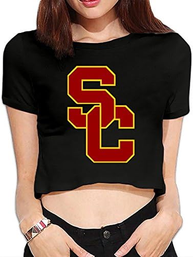Womens USC Trojans Football Clay Helton Traveler Crop Top T Shirts