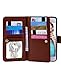 Compatible with Phone 6 Case,Crosspace Wallet Case Premium PU Leather 2-in-1 Protective Magnetic Shell with Credit Card Holder/Slots and Wrist Lanyard(Brown)