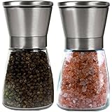 Premium Salt and Pepper Grinder Set by Inspero Trading - Salt and Pepper Shakers Maintain Spice Freshness - Adjustable Coarseness Salt and Pepper Mill Set - Easy to Fill Salt Shaker and Pepper Grinder