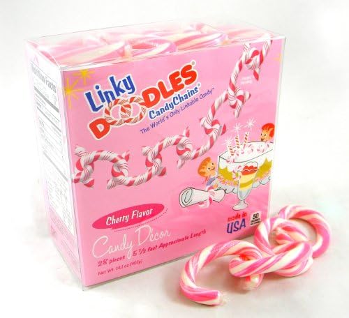 Color your world in pink Linkydoodles. Pink Linkydoodles 28 pcs of fun candy to decorate your party, home or office. Pink and white, cherry flavored, Linkydoodles. Great for parties, Baby showers, Birthday parties, and all other celebrations. The perfect candy décor for dessert tables, Graduation, Party, Bridal, Princess and Birthday decorations. Perfect as napkin rings, place card holders, party drinks, party flavors gift wrapping and party table décor. The perfect item for candy crafts.