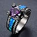 Rongxing Jewelry Opal Rings Womens Purple Amethyst Black Gold Filled Promise Rings Size 6