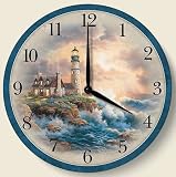 Wood clock ~ Lighthouse on the Rocks ~Artworks Home Accents~ large kitchen wa...