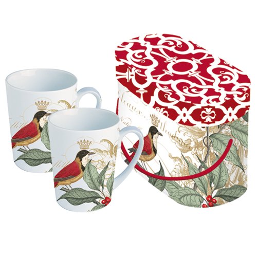 Paperproducts Design Holly Bird 8-1/2-Ounce Mug, Set of 2