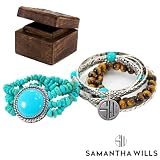 (サマンサ・ウィルス)SAMANTHA WILLS 7連バングル　シルバー×ターコイズブレスレット　RIO BANGLE SET　ウッドBOX付き ウイルス