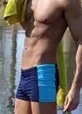 Badehose im Retro-Style blau/t�rkis - Boxershort Badeshort - schicht, genial - ein Klassiker - 