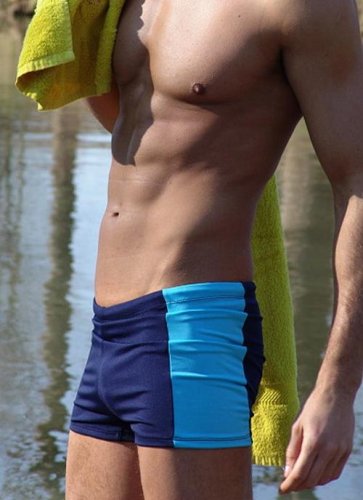 Badehose im Retro-Style blau/türkis - Boxershort Badeshort - schicht, genial - ein Klassiker.