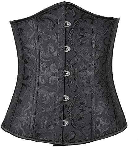 Affelia Women's Steel Boned Lingerie Waist Trainer Cincher Bustier Corset Color Black Size XL