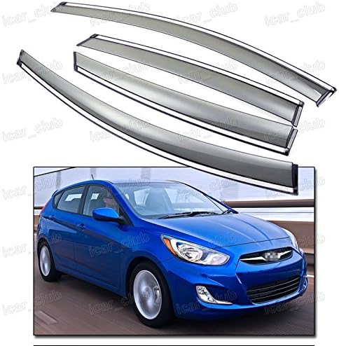 4x Window Visor Vent Shade Rain/Sun Guard for 2012-2015 Hyundai Accent Hatchback