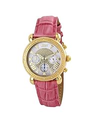 JBW Womens JB-6210L-D "Victory" Pink Gold Leather Diamond Watch