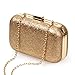 BMC Iridescent Dark Gold Glitter Covered Fabric Hard Case Alloy Chain Strap Fashion Handbag Evening Clutch