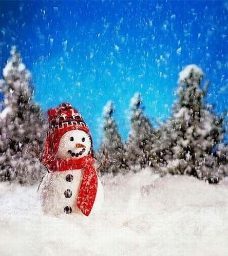 New Arrival 6.5 Ft*5 Ft) Red Hat Snowman Snowing on Sky Christmas Snow Tree Photo Studio Backgrounds K-0219