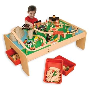 KidKraft Natural Train Table Set