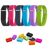VictorGo 16-in-1 Bundle includes (6) Mixed-Color Black | Pink | Slate | Blue | Purple | Green Wristband and (10) Mixed-Color Silicon Fastener Ring for Fitbit Flex Wireless Activity + Sleep Wristband (Large)