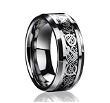D&J Jewelry Stainless Steel Celtic Dragon Mens Wedding Band Engaement Ring Size 8 to 13 STR15