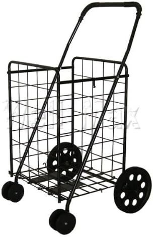 Jumbo Folding Shopping Cart with Swivel Wheel - Black from WholesaleDeal