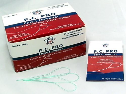 Value Pack 200 Pieces Floss Threader for use with bridges, braces, implants etc. orthodontics appliances.