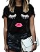Haola Summer Fashion Women Cute Short Sleeve Printed Tops Casual T Shirt L Black