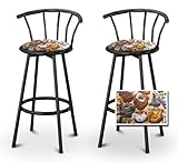 2 Chicken Specialty / Custom Black Barstools with Backrest Set 2 Chicken Specialty / Custom Black Barstools with Backrest Set