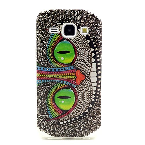 Galaxy J1 Case, Style Hybrid Fancy Colorful Pattern Hard Soft Silicone Back Case Cover Fit for Samsung Galaxy J1 (Owl)