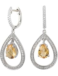 Tivolia Collection 14kt White Gold Diamond Teardrop Earrings With Citrine