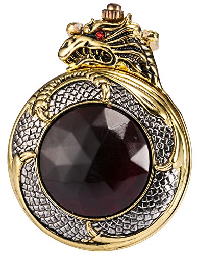 AMPM24 Montre à Gousset Poche Pendatif Quartz Dragon Desin Alliage Cadeau WPK043