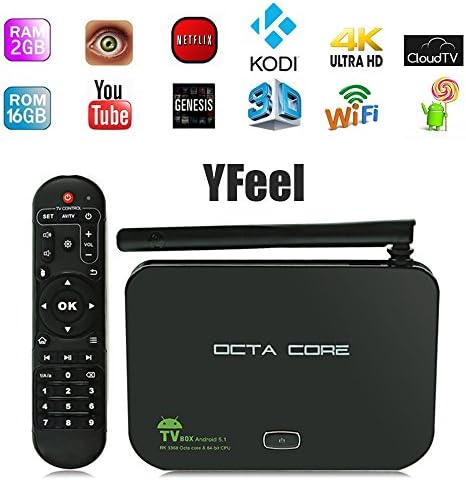 YFeel Z4 2G/16G Kodi 16.0 Tv Box Android 5.1 Fully Loaded Streaming Media Player Octa Core RockChip RK3368 Dual Band WiFi 2.4G/5G BT4.0 Ethernet Access 64Bit 4K*2K Ultra Full HD XBMC Tv Box for 2016