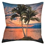 Palm Trees in the Sunset Indoor/Outdoor Weather Resistant Fabric Pillows (Set of two 20 inch)