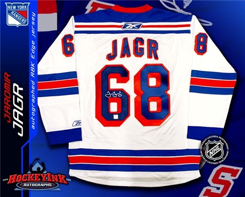 Jaromir Jagr Autographed/Hand Signed New York Rangers White Reebok Premier Jersey