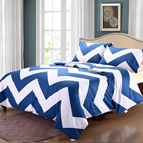 Socky Home 1500 Series Thread-Count Blend 3 Piece Duvet Cover Sets, Stripe Print Pattern Design Bedding Set with Soft Microfiber Fabric King