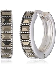 Judith Jack "Flamenco" Sterling Silver and Marcasite Huggie Hoop Earrings