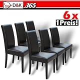 Produkt-Bild: 6 Esszimmerst&uuml;hle mit Lehne Leder Essgruppe Sitzgruppe Dunkelbraun- FBEZST01BR6X
