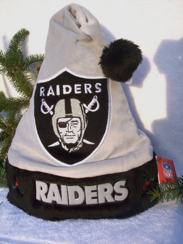 Oakland Raiders plush holly NFL Solid color Team logo Santa Hat