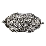 STERLING SILVER BROOCH 22X43mm - Marcasite
