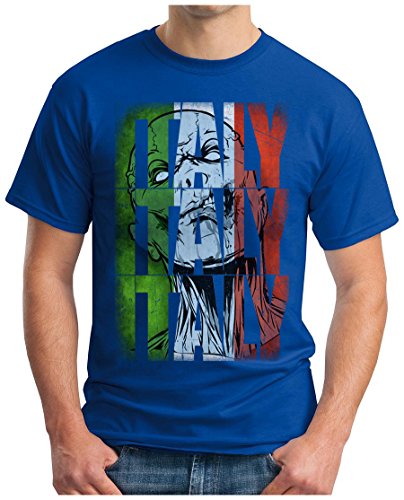 OM3 – ITALY-SKULL – T-Shirt ITALIEN EM 2016 FRANKREICH FRANCE FUSSBALL FANSHIRT SOCCER SPORT TRIKOT EUROPAMEISTER, XL, royalblau