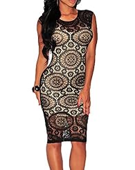 Sexy Illusion Knee Length Sleeveless Summer Polyester/Spandex Bandage Dress/Club Dress/Party Dress/Midi Dress 