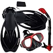 Promate Snorkeling Scuba Dive Dry Snorkel Purge Mask Fins Gear Set