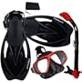 Promate Snorkeling Scuba Dive Dry Snorkel Purge Mask Fins Gear Set