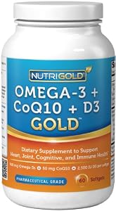 Omega-3 + CoQ10 + Vitamin D3 GOLD - 700 mg of Omega-3 Fish Oil with 2500 IU Vitamin D3 and 50 mg Kaneka Q10 (60 Softgels)