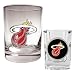 Miami Heat NBA Rocks Glass & Square Shot Glass Set - Primary Logo
