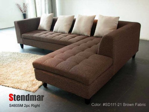 2pc New Modern Dark Brown Fabric Sectional Sofa S4805r