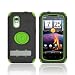 For HTC Amaze 4G Lime Green Black OEM Trident Kraken AMS-Hard Shell Case Over Silicone Skin Cover Screen Protector & Kickstand Belt Clip AMS-AMAZE-TG